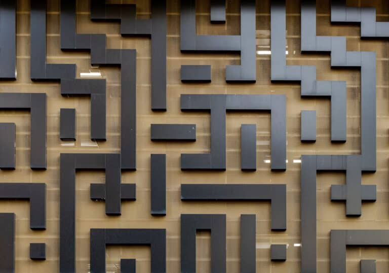 Photo of a maze taken from above.